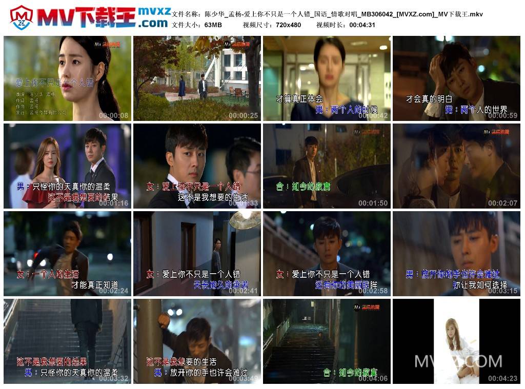 陈少华_孟杨-爱上你不只是一个人错_国语_情歌对唱_MB306042